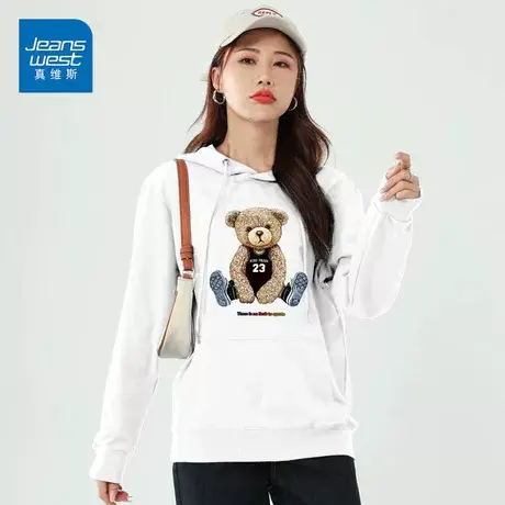 真维斯2023新款卫衣女连帽时尚印花上衣韩版宽松外套女潮ins图片