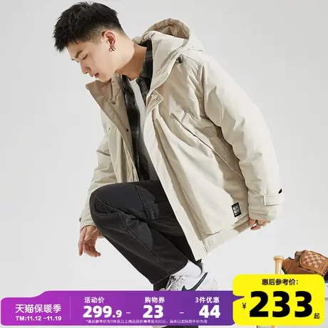 唐狮2023冬季新款棉衣男士连帽加厚夹棉工装外套冲锋少年上衣服潮图片