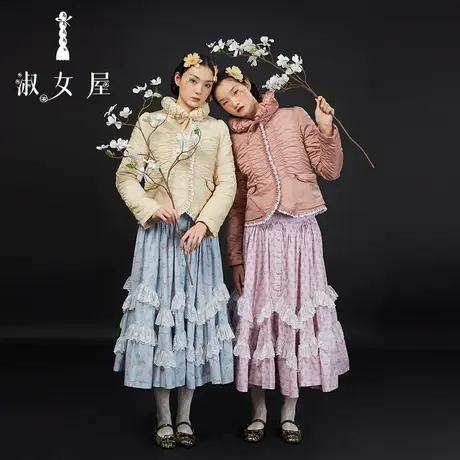 淑女屋官方旗舰店花瓣领短棉服图片