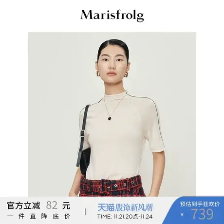 【天然亲肤系列】玛丝菲尔针织衫2023春季新款撞色打底衫图片