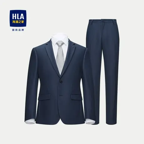 HLA/海澜之家弹力松紧腰套装西服男23秋季新款平驳领修身胸针西男图片