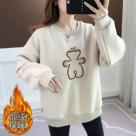 加绒加厚卫衣女新款2023爆款时尚洋气秋冬短款宽松小个子外套春秋商品大图