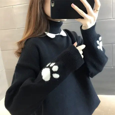 毛衣2024新款春秋季春款春装女士高领加绒女装宽松外穿打底衫洋气商品大图