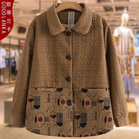 中老年妈妈春秋薄款夹克女大码宽松洋气五十岁妈妈装短款休闲外套商品大图