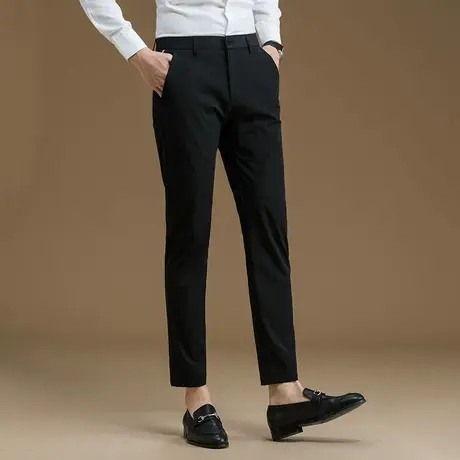 弹力西裤男黑色韩版小脚西服裤春季薄款商务正装修身男士休闲裤图片