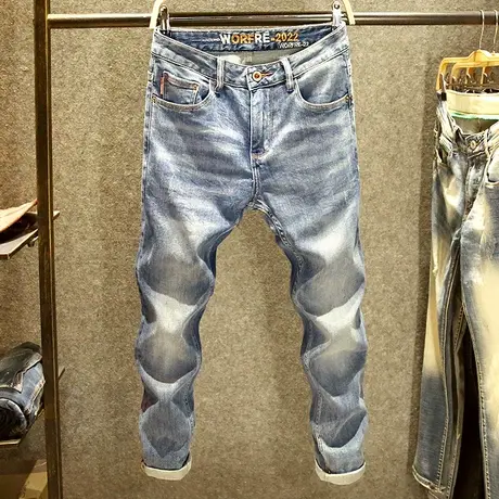 春季港风九分牛仔裤男修身弹力小脚裤高端水洗层次感ins潮裤子男商品大图