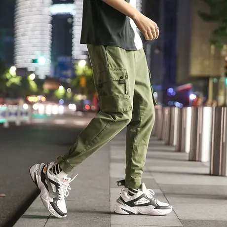 美式高街机能工装裤子男款秋季潮牌冲锋小脚束脚复古痞帅休闲炸街图片