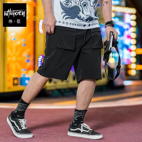 伟臣潮流大码工装机能风冰丝短裤男胖子加肥加大宽松轻薄肥佬中裤商品大图