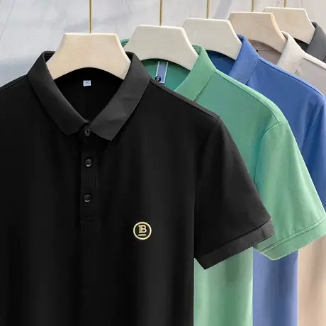 polo衫男短袖夏季薄2023新款潮牌刺绣翻领t恤男士保罗上衣ins潮流商品大图