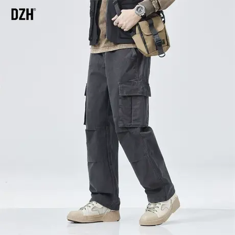 男士黑色工装裤子男款阔腿裤男2024年春季新款宽松直筒裤休闲长裤商品大图