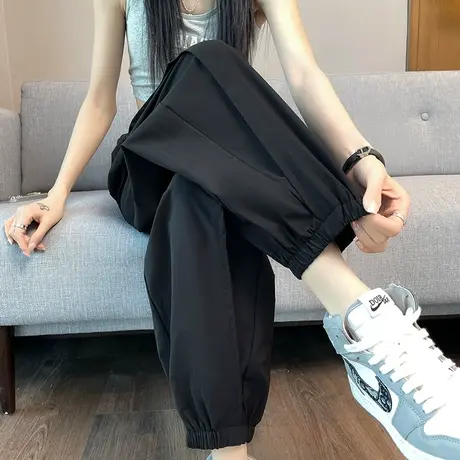 美式工装裤女2024春秋新款高腰直筒小个子休闲百搭束脚宽松阔腿裤图片