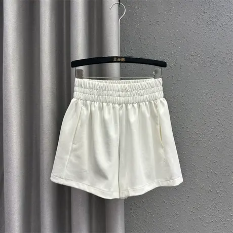 松紧腰西装外穿短裤女2024春夏新款小个子宽松显瘦休闲百搭阔腿裤商品大图