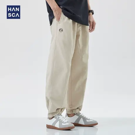 hansca夏季薄款束脚休闲裤男日系复古高街潮流大码运动锥形长裤子商品大图