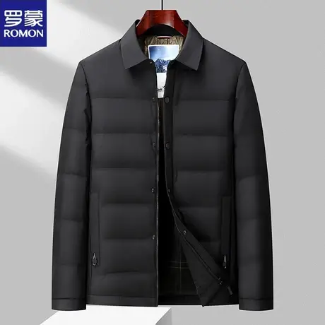 罗蒙中年轻薄羽绒服男短款冬季商务高端翻领外套加厚保暖爸爸冬装图片