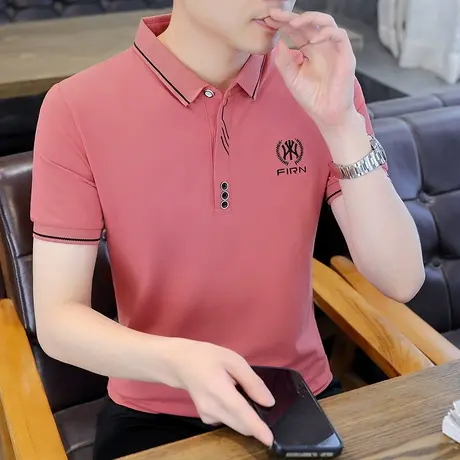 2023夏季新款短袖t恤男士翻领百搭网眼polo衫棉感修身保罗衫衣服商品大图