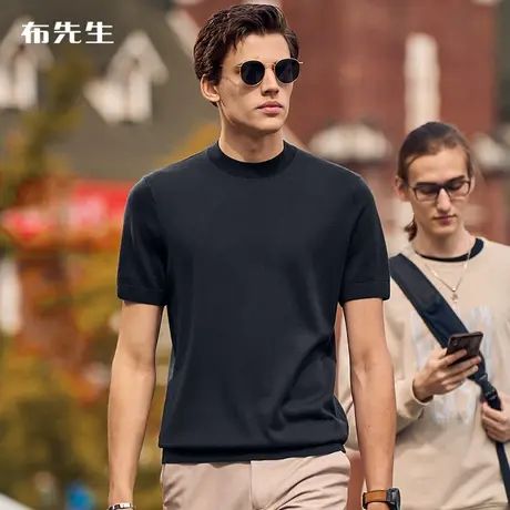MrBu布先生半高领轻柔保暖短袖羊毛衫秋冬半袖打底羊毛T男KT01768商品大图