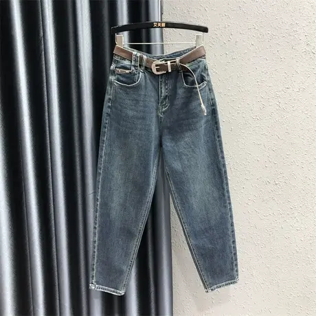 欧货简约休闲小脚老爹裤女2023秋季新款高腰显瘦百搭哈伦裤垮裤潮商品大图