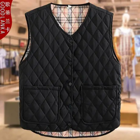 中年胖妈妈秋冬羽绒棉马夹内胆女大码宽松时尚薄款中老年马甲外套商品大图