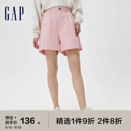 Gap女装夏季2023新款高腰宽松松紧腰休闲短裤606056通勤西装短裤图片