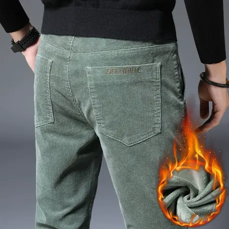 男士加绒加厚灯芯绒男裤子冬季2023新款秋冬装条绒休闲长裤灯草绒商品大图