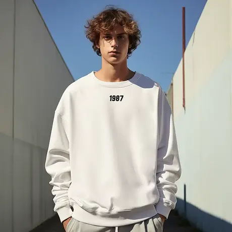 加肥加大基础圆领卫衣男春秋季美式潮牌休闲宽松加绒上衣胖子男装商品大图