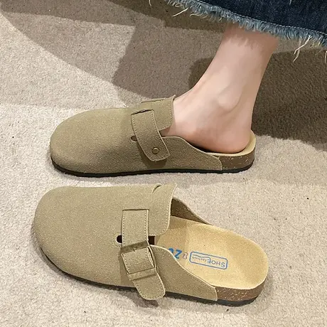 勃肯鞋女包头半拖鞋女夏季外穿2023新款无后跟一脚蹬懒人半托单鞋商品大图