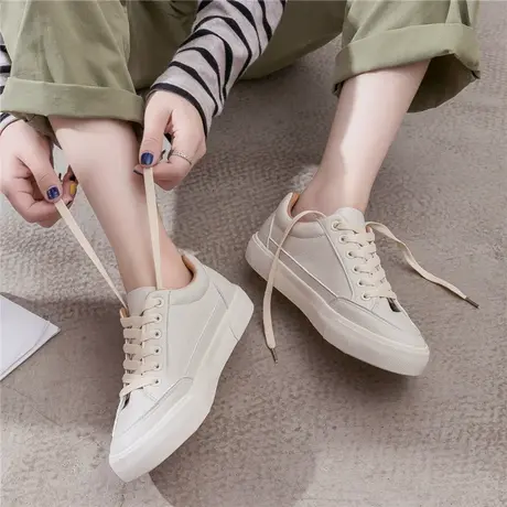 基础款小白鞋女2023年春季新款超纤皮面鞋子女百搭潮女生休闲板鞋图片