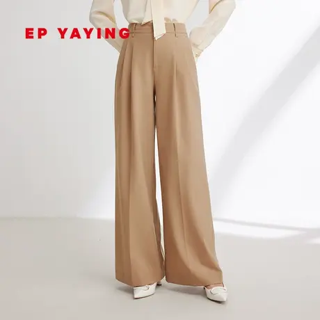 EP YAYING雅莹女装 美拉德风卡其色直筒阔腿裤 2024春装新品6449A图片