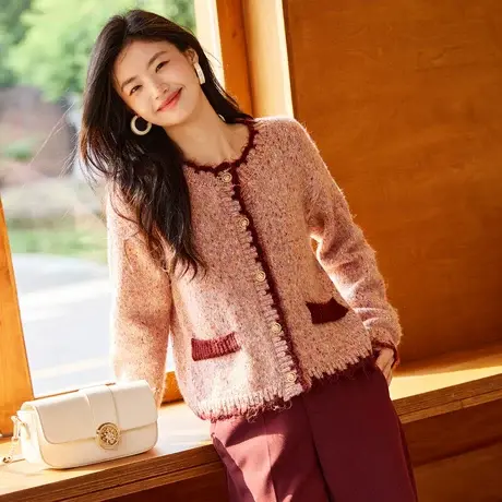 时尚气质温柔毛衣开衫女士2023年秋季新款百搭设计感小众上衣商品大图
