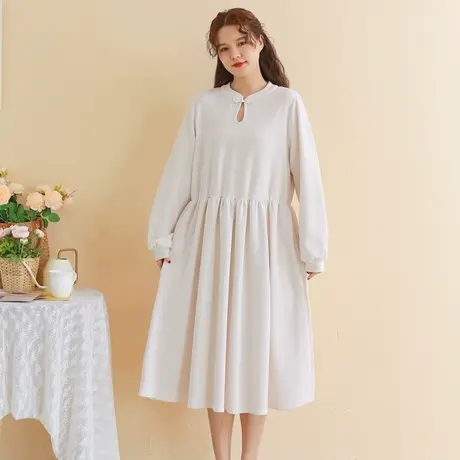 胖妹妹秋冬2023新品新中式复古宽松旗袍裙大码微胖优雅显瘦打底裙图片