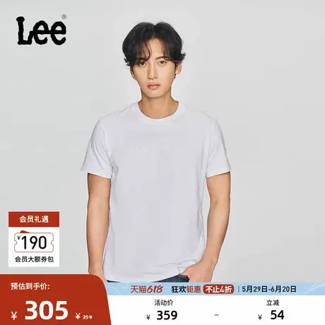 Lee商场同款25春夏新品标准版圆领日历图案绣花男短袖T恤休闲潮商品大图