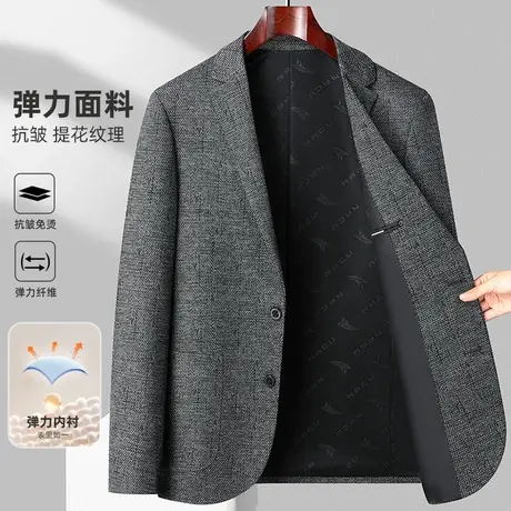 秋季商务正装休闲小西装男外套韩版修身潮流帅气格子西服单件上衣图片