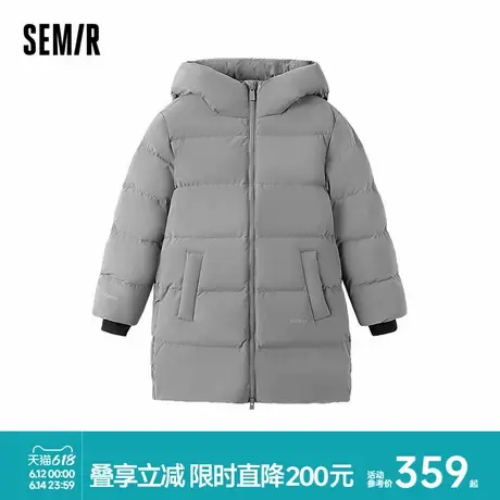 森马儿童羽绒服2024新款中长款三防连帽外套百搭印花上衣男童冬装图片