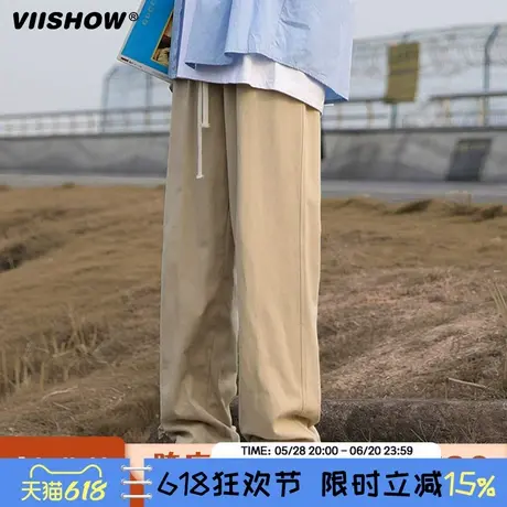 VIISHOW潮牌休闲裤男夏季时尚美式高街男长裤夏季新款宽松直筒裤商品大图