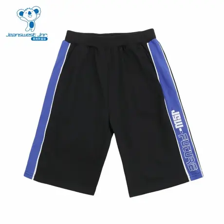 JJ真维斯男童夏季款字母印花时尚潮酷拼接撞色针织短裤商品大图