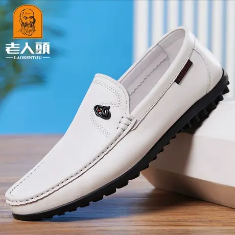 老人头真皮男士豆豆鞋夏季透气休闲皮鞋男软底一脚蹬驾车懒人鞋潮商品大图