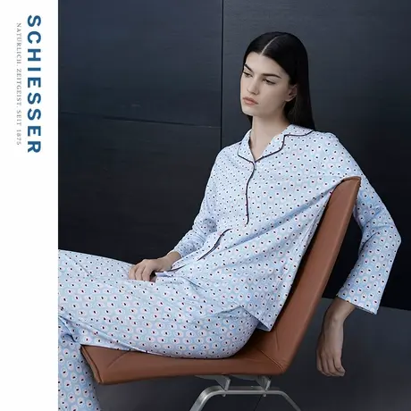 SCHIESSER舒雅女士40S纯棉双面布印花翻领睡衣家居服套装21508H图片