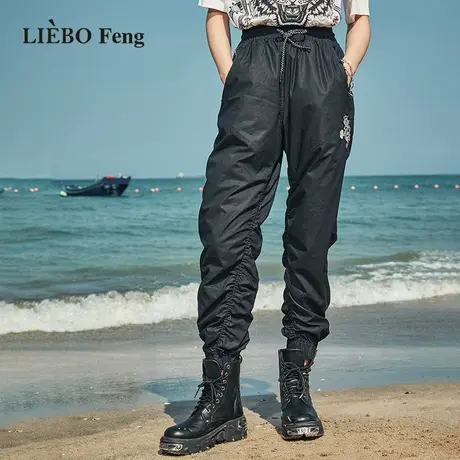 裂帛LIEBOFeng商场同款2023年袁咏琳明星同款高腰显瘦宽松工装裤图片