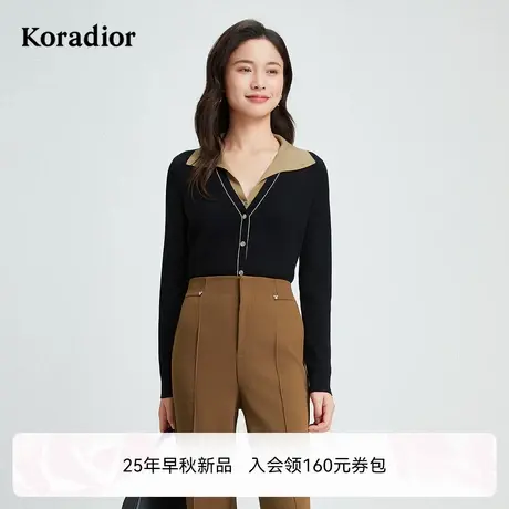【商场同款 美丽诺羊毛】珂莱蒂尔秋季通勤套头V领百搭毛针织衫女图片