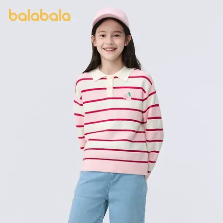 巴拉巴拉女童polo毛衣2024新款秋装半开襟儿童中大童针织衫甜美潮图片