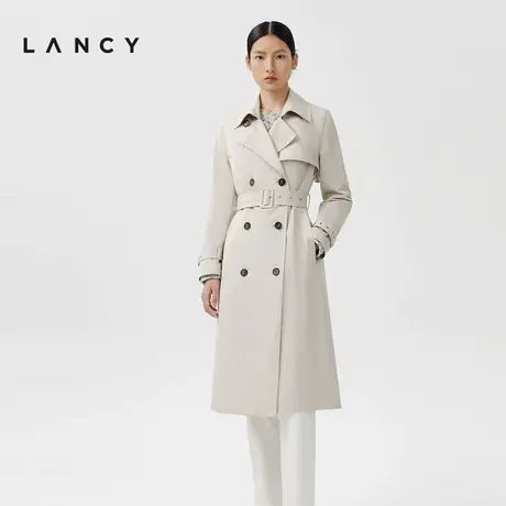 [朗姿奥莱]LANCY/朗姿2024春季新款经典简约中长款廓形风衣外套女图片
