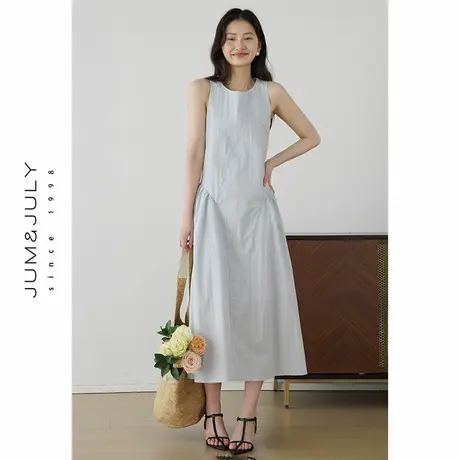 嘉茱莉法式气质无袖背心连衣裙女2025夏季新款简约宽松显瘦长裙图片