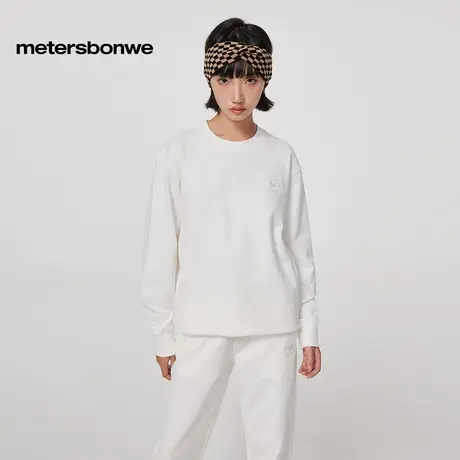 美特斯邦威卫衣男春秋精致刺绣简约百搭经典圆领套头衫情侣装上衣图片