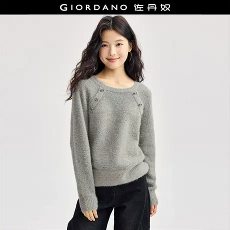 佐丹奴针织衫女装金属装饰插肩圆领毛织套头针织衫 18354932商品大图
