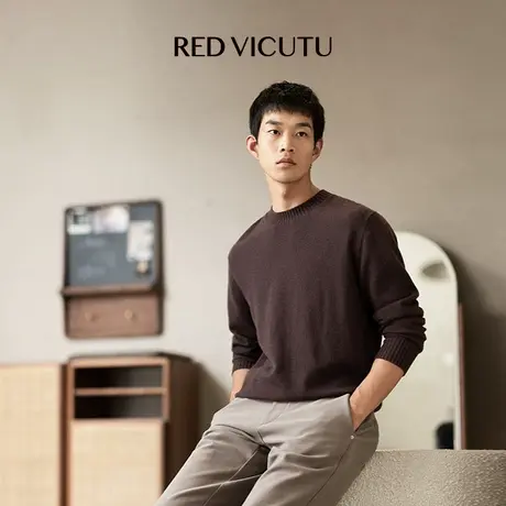 VICUTU/威可多长袖针织衫男舒适时尚圆领商务休闲百搭毛衣商品大图