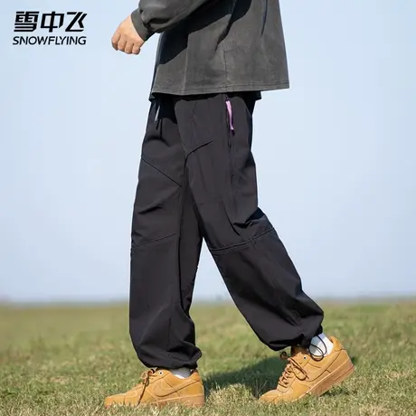 雪中飞户外工装裤新款男士男松紧腰宽松潮流直筒多口袋休闲长裤图片
