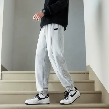 唐狮春秋季新款男休闲长裤束脚长裤宽松运动卫裤简约直筒裤子潮TE图片
