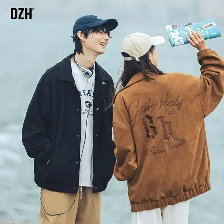 男士麂皮绒外套男冬季加绒加厚夹克棉服潮牌情侣冬装男装美式棉衣商品大图