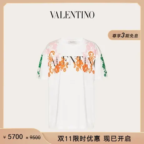 【限时优惠】华伦天奴VALENTINO女士平纹针织和蕾丝T恤商品大图