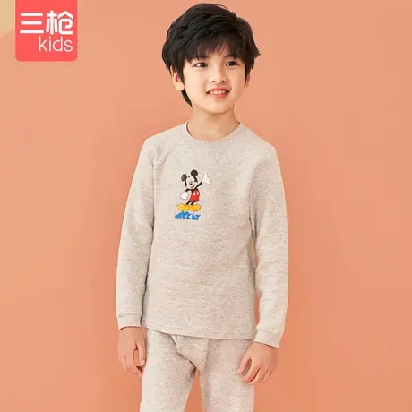 三枪儿童内衣套装迪士尼男童秋冬内衣套儿童暖棉圆领长袖内衣套图片